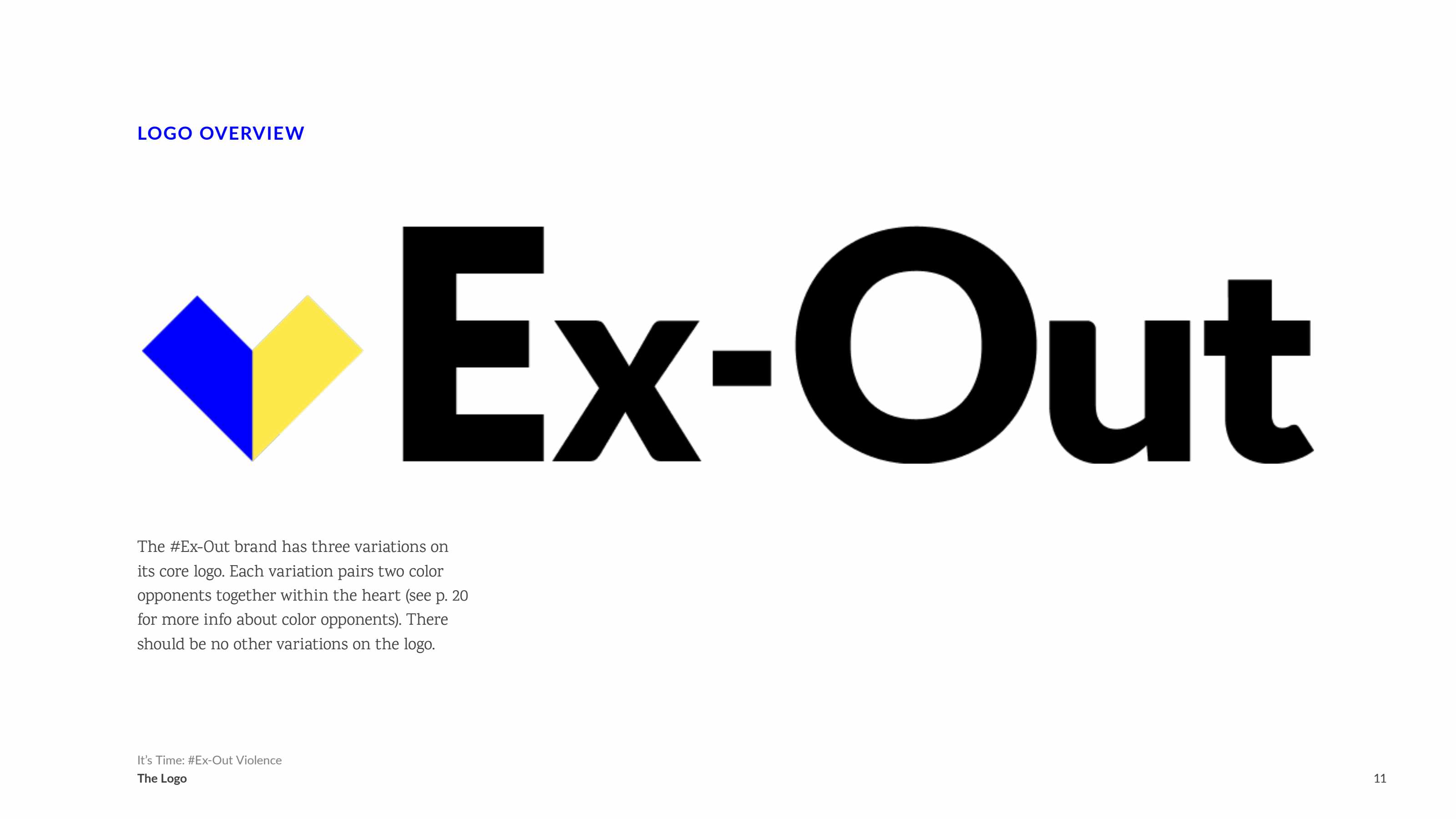 Ex-Out Brand Guide Page 11. Please download the PDF for an accessible read.